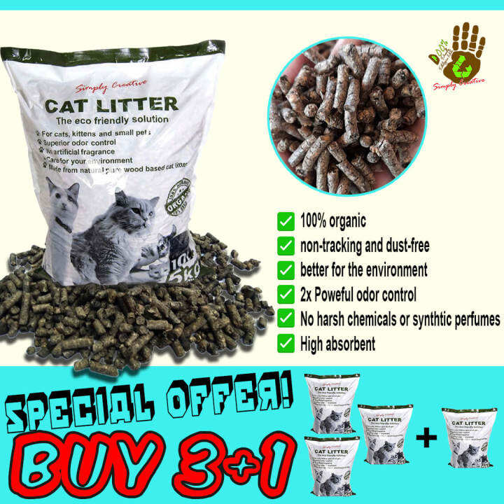 Simply Creative Wood Based CAT LITTER BUY 3 +1 (CHARCOAL) Lazada PH
