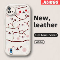 เคส JIUMOO สำหรับ Realme C20 C15 C11 C20A 2020 C11 2021 Narzo เคส50i ลายหมีเคสมือถือกันกระแทกป้องกันการตกแบบนิ่มเคสใส่โทรศัพท์หนังดีไซน์ใหม่พร้อมกับเคสป้องกันกล้องสำหรับเลนส์คลุมทั้งหมด