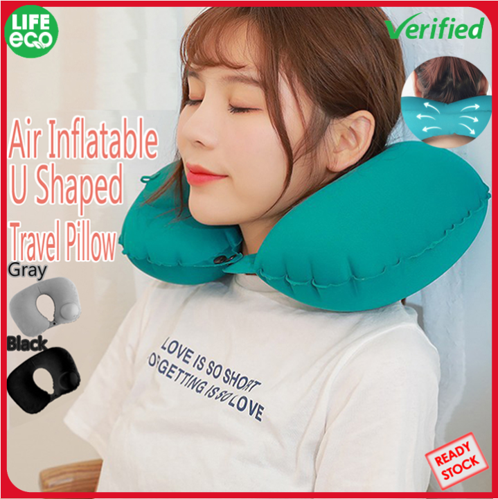 LIFE ECO U Shaped Travel Pillows Automatic Air Inflatable Portable Neck