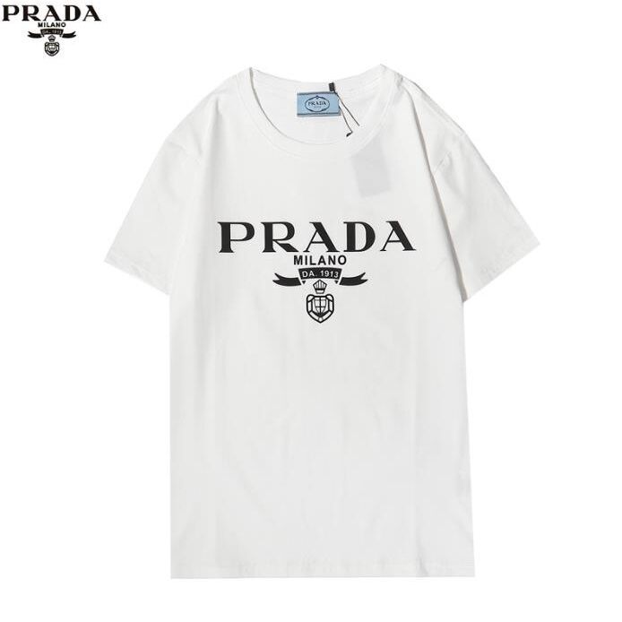PRADA T-shirt cotton printed high-quality casual loose short-sleeved men's  and women's O-neck couple top | Lazada PH