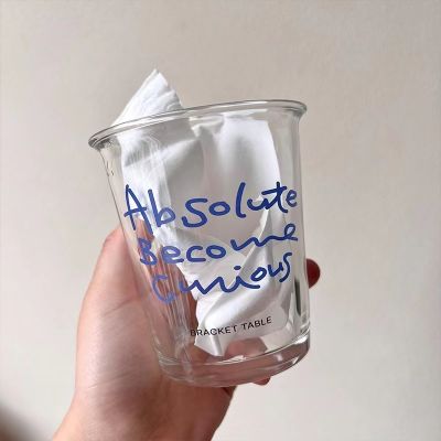 【CW】▧♣❄  Ins Transparent Drink Cup Cartoon Glass Juice Cold Lemon Soda Cups