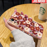 JIUMOO เคสสำหรับ Infinix Note 12 Pro 4G Note 12 Pro 5G Note 12 5G Note 12 5G Note 12 2023แฟชั่นลายดอกไม้นำโชคใหม่กรอบสี่เหลี่ยมชุบพื้นผิวเคสมือถือซิลิกาเจลนิ่มกันกระแทกเลนส์กล้องถ่ายรูปรวมทุกอย่างฝาครอบป้องกัน