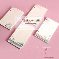 Sharkbang New 80 Sheets Kawaii Sakura And Cat A6 Loose Leaf Notebook Refill Spiral Binder Inner Pages Line Grid Blank Agenda Note Books Pads