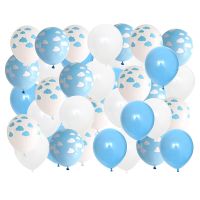 40pcs 12" Blue White Cloud Balloons Boy Airplane Toy Birthday Wedding Decor Hawaii Theme Kids Birthday Party Supplies Air Globos Artificial Flowers  P