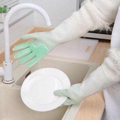 ◕☍ silicone wash dishes female housework work magic clean kitchen more durable and velvet glove