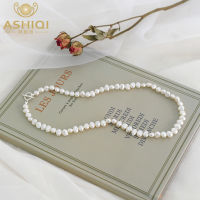 ASHIQI Natural Freshwater Pearl OT Clasp Necklace 925 Sterling Silver jewelry for women gift