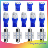 dongchengdianzi ชุดหลอดไฟ LED 31มม. สีฟ้า T10 13ชิ้นแผนที่ภายในรถโดมป้ายทะเบียน