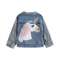 Unicorn jean Jacket for Girls Children Clothing Baby Girls Clothes Outerwear Jean Jackets &amp; Coats for Child Girls