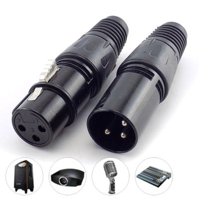 ；【‘； 1 Pair Cannon Male And Female 3 Pin XLR Microphone Audio AV Cable Plug Mic Connectors Cannon Cable Terminals Sound Plug