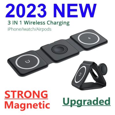 ✎♤☂ 3 in 1 Magnetic Wireless Charger Pad Foldable for iPhone 14 13 12 11 XS X 8 Apple Watch AirPods 15W Fast Charging Dock Station