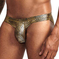 Mens y Underwear Snake Skin Low Waist Mens Briefs Big Pouch Panties