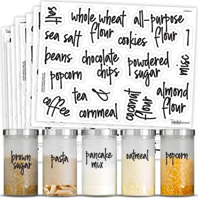 157PCS Pantry Labels Waterproof Transparent Resistant Food Label Sticker For Containers Storage Jar Self-Adhesive Stickers