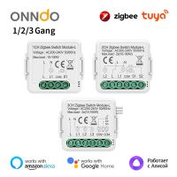 ONNDO Zigbee 1/2/3 Gang Smart Switch Module No Neutral Wire Required Breaker 2 Ways Remote Control Work With Alexa Google Home