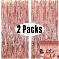 2Pack Backdrop Metallic Foil Fringe Tinsel Curtain Adult Kids Birthday Wedding Decoration Baby Shower Favor Supplies