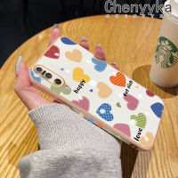 เคส Chenyyyka สำหรับ Xiaomi MI 9เคสลายการ์ตูนสีหัวใจความรักขอบสี่เหลี่ยมเคสมือถือดีไซน์ใหม่บางลายชุบเคสฝาปิดเลนส์เต็มกล้องปกป้อง Softcase กันกระแทก