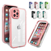 For iPhone X XS XR Max 7 8 Plus SE 2020 Fashion 2 in 1 Transparent Silicone Phone Case All Inclusive Lens Protection Soft TPU Shockproof Protect Back Cover For iPhone 11 12 13 Pro Max