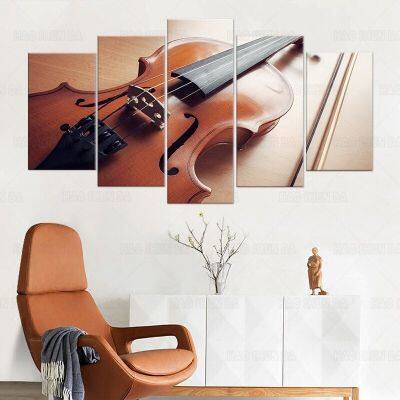 Zhangyanhui2ห้องนั่งเล่น5แผงไวโอลินภาพวาด Wall Art Modular โปสเตอร์ตกแต่งบ้านกรอบภาพผ้าใบ Modern HD พิมพ์5ชิ้น