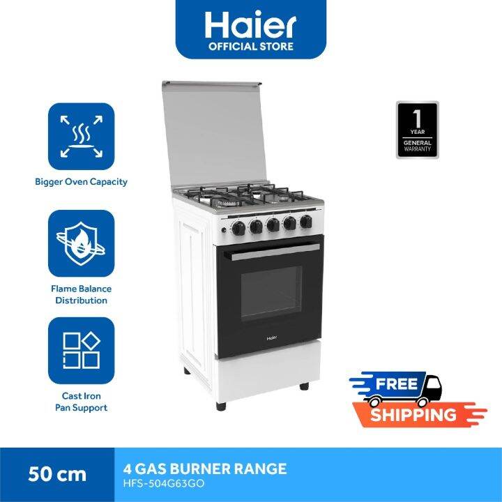 Haier HFS504G63GO 50cm 4 Gas Burners with 60L Single Burner Gas Oven