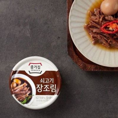 เนื้อและไข่นกกระทาตุ๋นต้มซีอิ๊วเกาหลี jongga jip soy sauce braised beef 95g 종가집 쇠고기 장조림