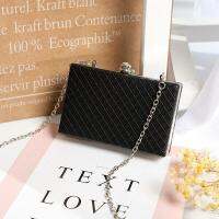 【✔】 laozizuishuai NYHED Women Small Flap Shoulder Bag Fashion Plaid Pu Chains Make Up Handbags กระเป๋าราตรี