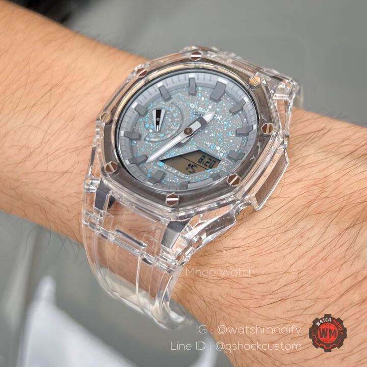 GShock Art Jelly Transparent Star Splash Dial with Stainless Buckle