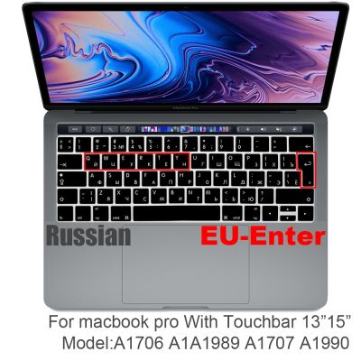 Russian EU&amp;US-Enter  Keyboard Cover Protector for Macbook Pro 13Air 11 12 15 touch bar Model A1706/A1466 A1707/A1990/A2289/A1534 Keyboard Accessories