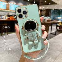 F11 F11 F7 F5 OPPO F1S มีสไตล์มือโปรหรูหราทันสมัยหรูหราโทรศัพท์มือถือยืนนักบินอวกาศเคสมือถือซิลิโคนนิ่มที่คลุมโทรศัพท์มือถือชุบโลหะด้วยไฟฟ้า + เชือกคล้องมือ