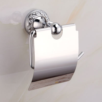Bathroom hardware accessories silver wall mounted toilet paper holder stainless steel carved toilet paper rack round base