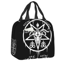 ◈ Hail Satan Satan Rocks Insulated Lunch Bags for Picnic Satanic Occult Baphomet Portable Thermal Cooler Lunch Box Women Children