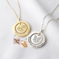 ℗  Custom Portrait Necklace Dog Memorial Pendant Name Photo Necklaces Gold Pets Jewelry