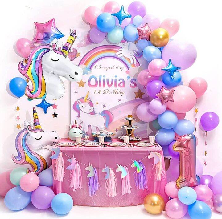 Ready Stock ） Unicorn Balloon Party Decoration with Pink Balloons Star ...