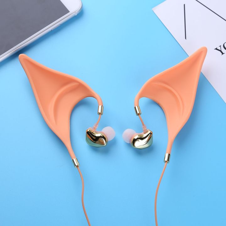 หูฟังลดเสียงรบกวนรูปเอลฟ์น่ารัก3-5มม-ใส่ในหูมีไมโครโฟนในตัวแบบหูฟังแบบมีสายเสียบสายใช้ได้ทุกประเภท