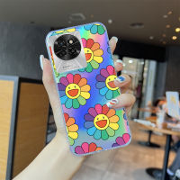 เคสเคสโทรศัพท์มือถือ Itel S23แฟชั่นเคสโทรศัพท์สลายเลเซอร์ลายดอกทานตะวันดอกไม้ที่ได้รับความนิยมรุ้งโปร่งใสขอบบางเฉียบ TPU นุ่มมากเคสกันกระแทกมีสีสันบัตรเลเซอร์ในตัว