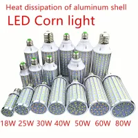 {:“=-】】โคมไฟปลอกอลูมิเนียมหลอดไฟ LED 18W25W30W40W50W 60W 80W 100W 220V E14 E39 E27หลอดไฟข้าวโพด LED เย็นสีขาวอบอุ่นไฟถนน