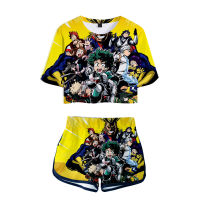 2019 Anime My Hero Academia Midoriya Izuku All Might 3D print Two Pieces sets Women Fashion girl Casual T-shirt+shorts Clothes