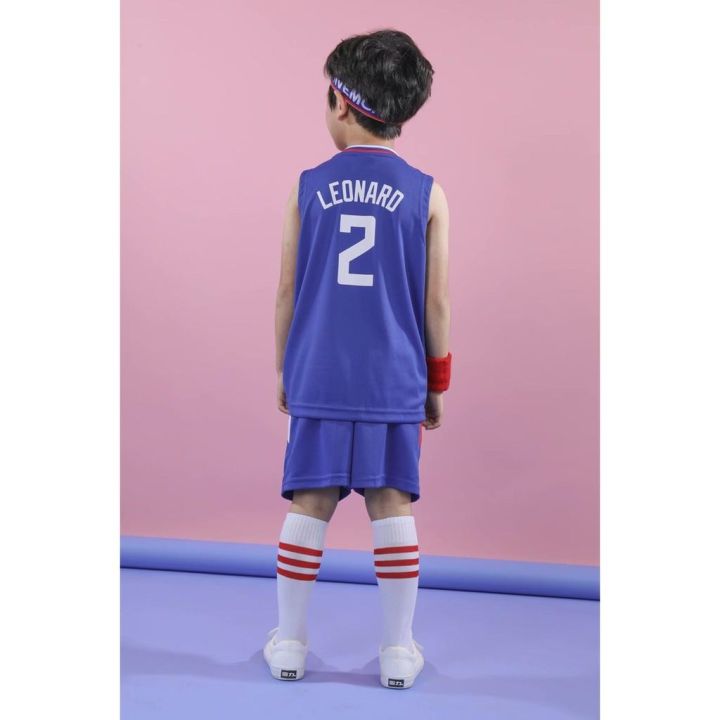 nba-los-angeles-clippers-leonard-no-2-jersey-kids-basketball-clothing-suits