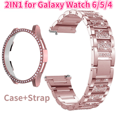 สร้อยข้อมือผู้หญิงสำหรับ Samsung Galaxy Watch 6 5 5pro 4 สายนาฬิกา Classic Band Metal Diamond Belt สำหรับ 40mm 44mm 42mm 43mm 45mm 46mm 47mm