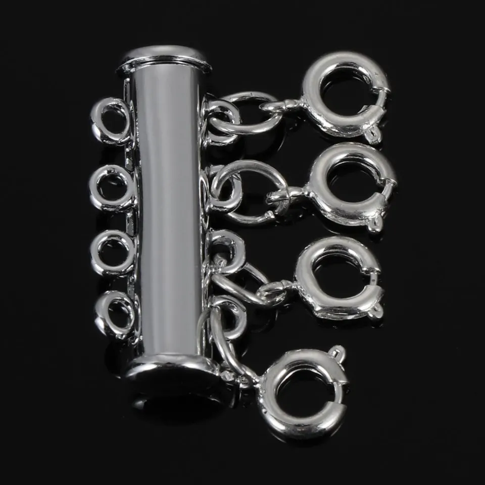 5Pcs Layered Necklace Spacer Clasp, Magnetic Slide Clasp Lock Necklace  Connector Multi Strands Slide Tube Clasps