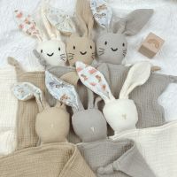 Cute Baby Rattle Bunny Muslin Towel Newborn Soft Cotton Sleeping Dolls Burp Soothing Cloth Blanket Educational Plush Rabbit