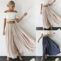 【CW】 2019 Skirt Boho Waist Ladies Ruffle Causal Female Ankle length Metallic Pleated