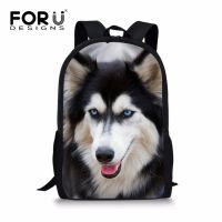 FORUDESIGNS Classic Animal Husky Backpack in School Cute Little Boys Girls Pug Dog Bookbag Durable Kids Bagpack Rucksack Mochila