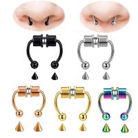 Non piercing Nose Ring Fake Nose Hoop Magnetic Horseshoe Ring Body Jewelry Fake Magnetic False Nose Ring Jewelry For Party Bar