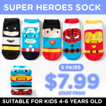 5 Pairs Spiderman Children's Socks Marvel iron Man Hulk Thor Anime kids  Boys Short Socks Cartoon
