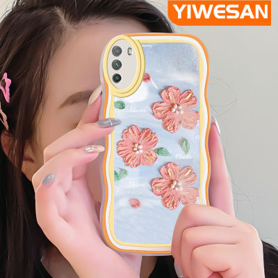 Jjlingji เคสสำหรับ Xiaomi Poco เคส M3มุกแวววาวขอบสีส้มดอกไม้สีชมพูสีกันกระแทกแบบใสนิ่มเคสมือถือเคสโทรศัพท์ปกป้องทนทานต่อรอยขีดข่วน