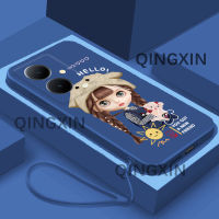 ฟรีสายคล้องดีไซน์แบบ TPU อ่อนลายการ์ตูนสำหรับผู้หญิงตัวเคสโทรศัพท์เบาบาง V29 Vivo