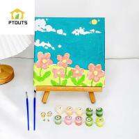 PTOUTS ดอกไม้บ้าน Kado Ulang Tahun สำหรับศิลปินเด็กระบายสีด้วยหมายเลขอุปกรณ์จิตรกรรมตกแต่งชุดภาพวาดน้ำมันแบบทำมือ