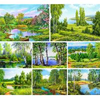 【hot】❄✣  Landscape Printed Water-Soluble Canvas Cross-Stitch Patterns Embroidery Knitting Hobby