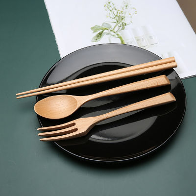 Creative Wooden Fork Spoon and Chopsticks Japanese-style Beech Dining Spoon Fork Tableware Portable High Quality Kitchen Supplies