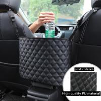 hotx 【cw】 Car Large Capacity Storage Crevice Net Handbag Holder Luxury Leather Back Organizer Mesh  Automotive Goods
