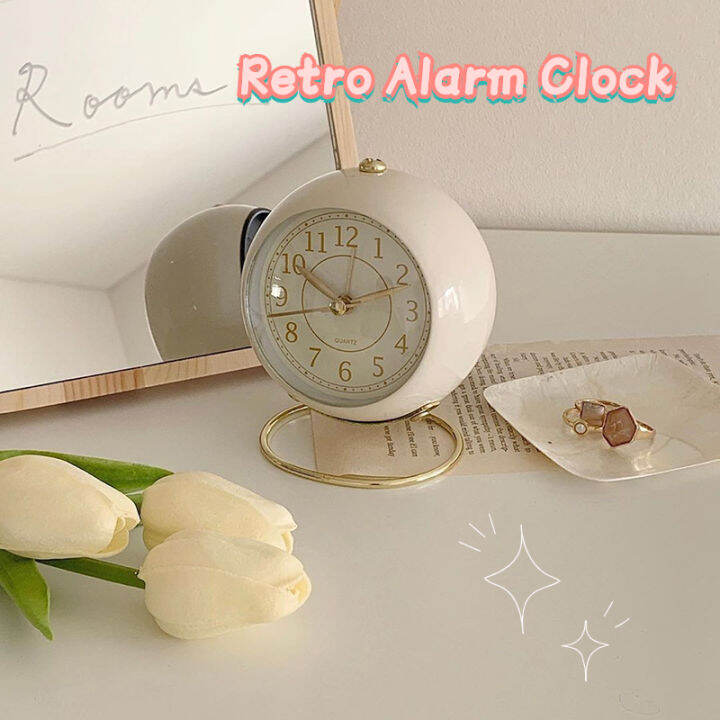 Retro Alarm Clock Bedside Table Clock with Night Light Classic Silent